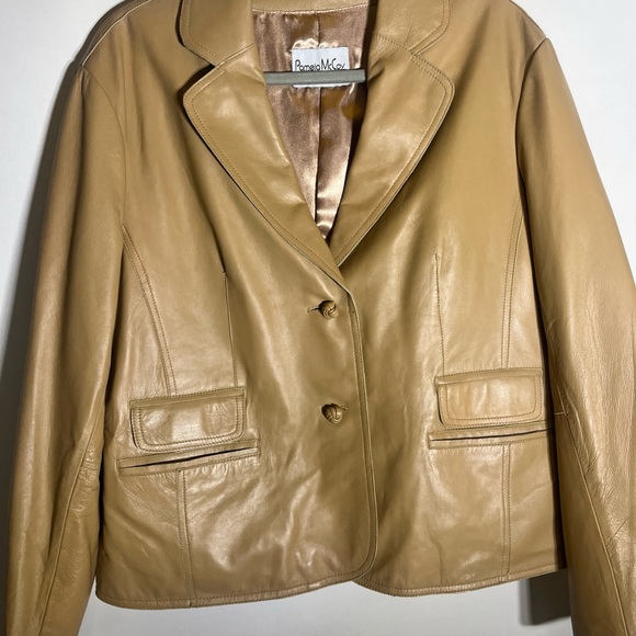 Pamela McCoy Tan Leather Blazer Jacket - Picture 11 of 11